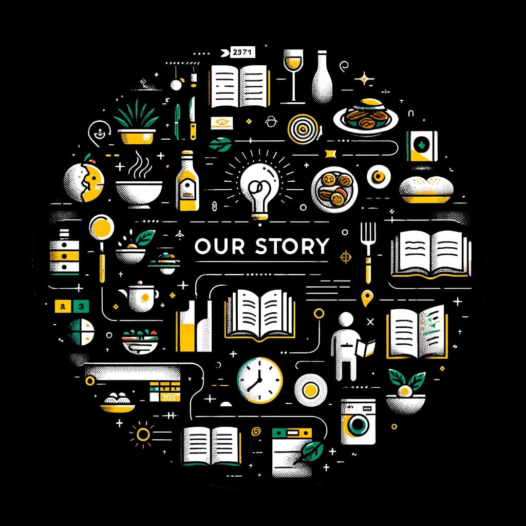 Our story in a circle with different items.