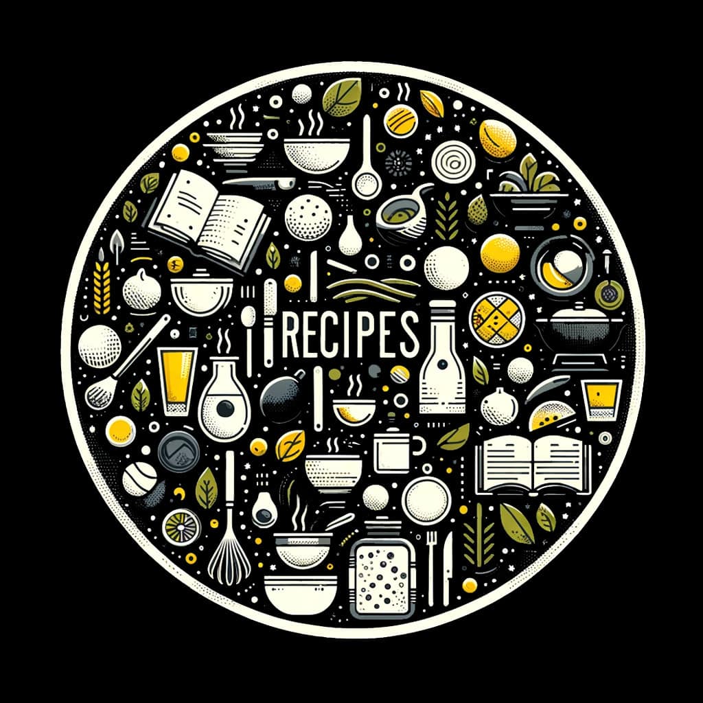 A circle with a lot of food items in it.