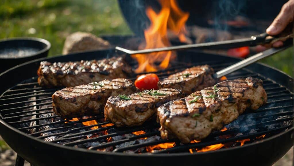 A Home Cook is grilling Raznjici on a grill.